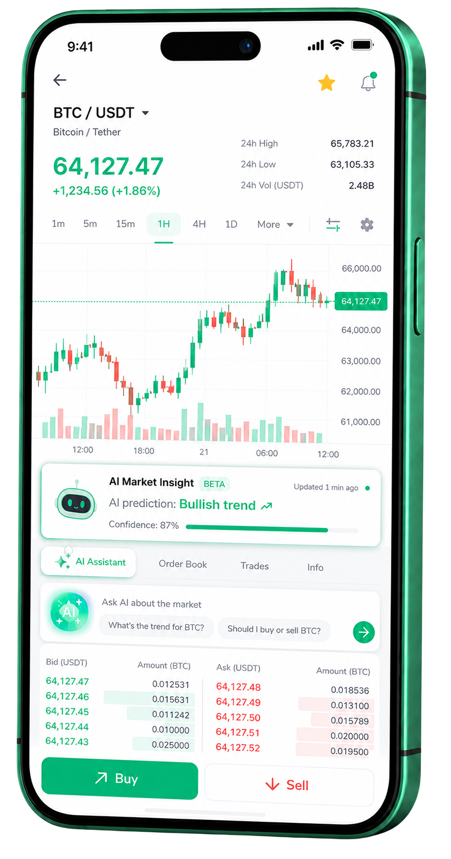 Aplicación móvil de trading de Argentum Fondencia ejecutándose en un smartphone